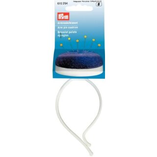 610294 Armnadelkissen mit Spange pflaumenblau/weiß - KTE á 1 ST