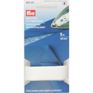 968168 Saumvlies mit Trägerpapier zum Einbügeln 20 mm weiß - KTE á 5 M