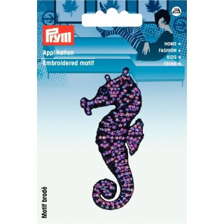 Abverkauf - 926613 Applikation Exklusiv Seepferdchen violett - KTE á 1 St