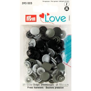 393003 Prym Love Druckknopf Color KST 12,4 mm grau - KTE á 30 ST