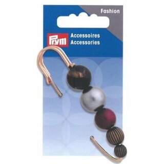Abverkauf -417761 Schmucknadel Perlen 80 mm schwarz/silber/rot - KTE á 1 ST