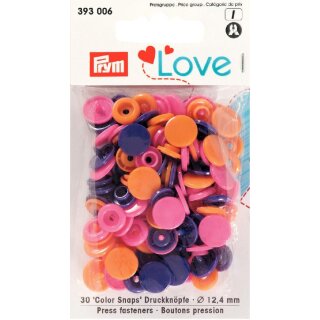 393006 Prym Love Druckknopf Color KST 12,4 mm orange/pink/violett - KTE á 30 ST