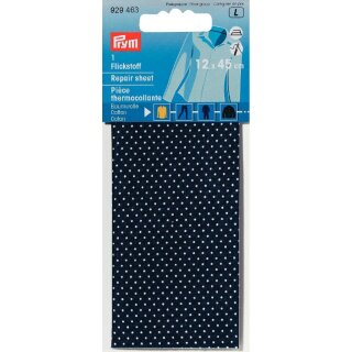 Abverkauf - 929463 Flickstoff CO (bügeln) 12 x 45 cm blau/weiß KTE á 0,054 m²