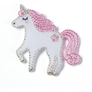 923212 Applikation Einhorn weiß/rose - KTE á 1 ST