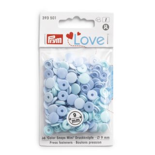 393501 Prym Love Color Snaps Mini Mischpackung hellblau - KTE á 36 ST