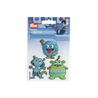 924300 Applikation selbstklebend/aufbügelbar Monster blau/grün - KTE á 3 ST