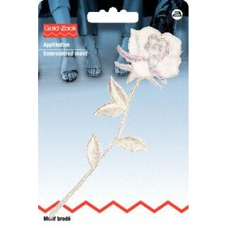 Abverkauf - 926353 Applikation Rose mit Stiel weiß