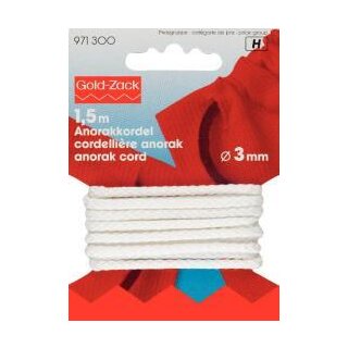 Abverkauf - 971300 Anorakkordel 3 mm weiß KTE à 1,5 m