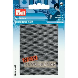 Abverkauf - 926021 Applikation Label NEW REVOLUTION grau