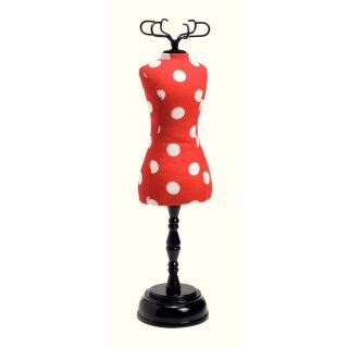 Abverkauf - 610318 Nadelkissen Designbüste Polka Dots rot/weiß - KTE à 1 St