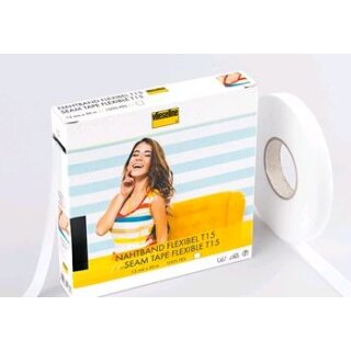 Nahtband Flexibel  weiß Breite 1,5 cm Länge 50 m - Preis per Stück
