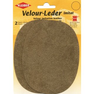 Velours-Leder-Imitat groß 2x 18,5 cm x 9,5 cm / mittelgrau