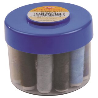 Nähfadenbox mit Allesnähfaden 12 Spulen á 50m / Polyester