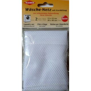 Wäschenetze mit Kordelzug 1x 20 cm x 20 cm; 1x 30 cm x 40 cm / weiß