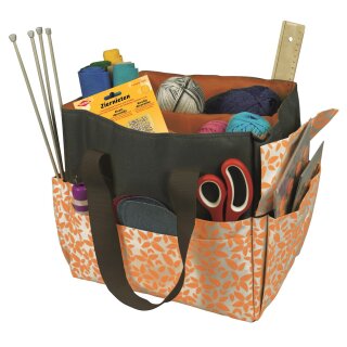Basteltasche/Handarbeitstasche 34 cm x 29 cm x 25 cm / orange, grau