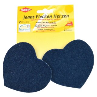 Jeans-Flecken Herzen 2x 8,5 cm x 10,5 cm / dunkelblau