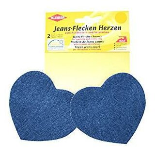 Jeans-Flecken Herzen 2x 8,5 cm x 10,5 cm / mittelblau