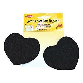 Jeans-Flecken Herzen 2x 8,5 cm x 10,5 cm / schwarz