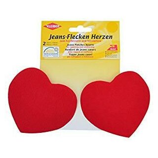 Jeans-Flecken Herzen 2x 8,5 cm x 10,5 cm / rot
