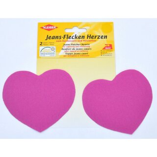 Jeans-Flecken Herzen 2x 8,5 cm x 10,5 cm / pink