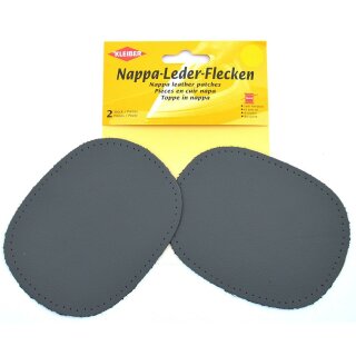Nappa-Lederflecken 2x 12,5 cm x 10 cm / dunkelgrau