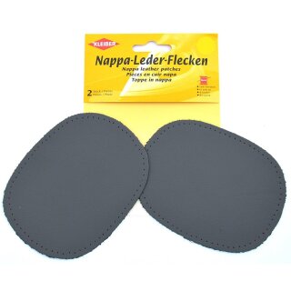 Nappa-Lederflecken 2x 12,5 cm x 10 cm / dunkelgrau