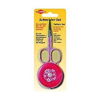 Schneider-Set 95 mm Schere / 150 cm Maßband / pink