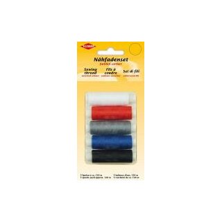 Naehfaden-Set 5 Spulen 120 m / weiss ,rot, grau, blau, schwarz