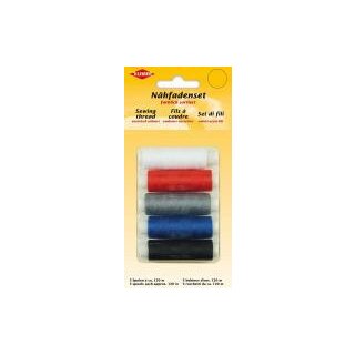 Nähfaden-Set 5 Spulen á 120 m / weiß ,rot, grau, blau, schwarz