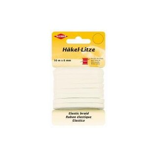 Häkel-Litze 6 mm x 10 m / weiß