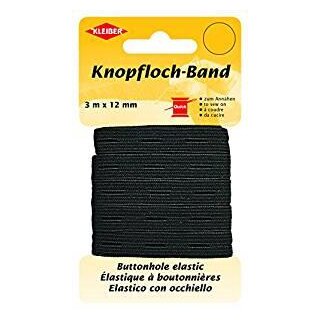 Knopflochband 12 mm x 3 m / schwarz