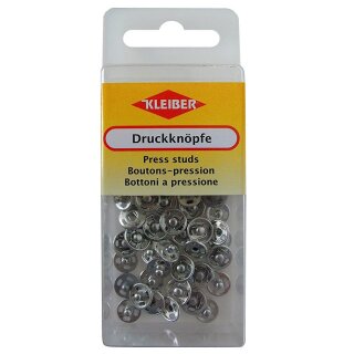 Druckknoepfe klein 24 Stk. /  0,8 cm / silber