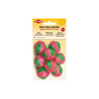Mini-Waschbaelle 8 Stueck / 3,5 cm / rosa, gruen