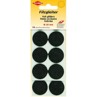 Filzgleiter, selbstklebend 16 Stk. / 28 mm / schwarz