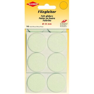 Filzgleiter, selbstklebend 16 Stk. / 35 mm / weiss