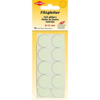 Filzgleiter, selbstklebend 16 Stk. /  22 mm / wei