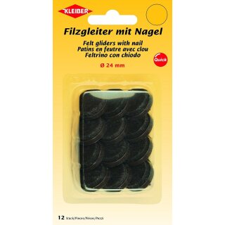 Filzgleiter mit Dorn 12 Stk. /  24 mm / braun