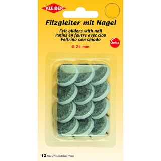 Filzgleiter mit Dorn 12 Stk. / 24 mm / grau