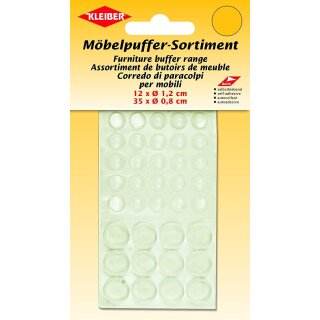 Moebelpuffer-Sortiment 12x 1,2 cm, 35x 0,8 cm / transparent