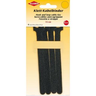 Kabelbinder, Klett 4 x 15 cm / schwarz