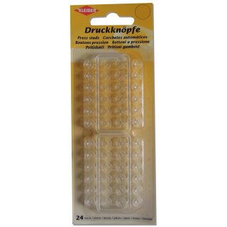 Druckknoepfe 24 Stk. / 7mm / transparent