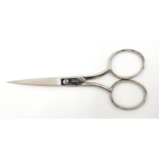 Stickschere 4" / 10 cm  vernickelt spitz / gebogen