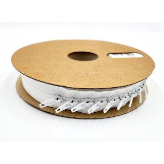 YKK - Meterware Kunststoffspirale 3mm+10 Schieber 1000 cm - Farbe:  501/weiß