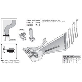 A10H-36 Right Angle Bias Binder for Heavy Material with presser feed and feed dog