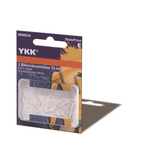 YKK 1 Bikiniverschluß 15,0 mm silber Metall 2 Stück