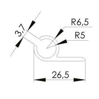 Alu-Kederleiste mit Fahne aus Aluminium hell-eloxiert Länge 150 cm