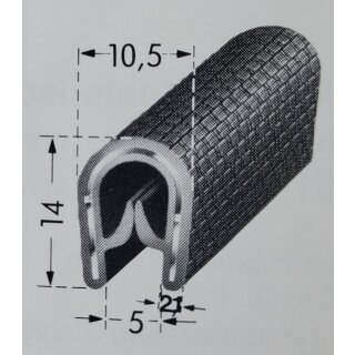 Kantenschutz 14 mm schwarz / Preis per m / Bund á 50 m