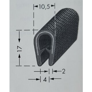 Kantenschutz 17 mm schwarz hoch / Preis per m / Bund á 100 m