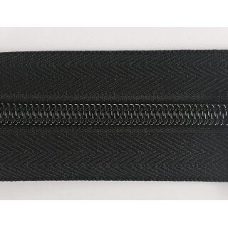Reissverschluss Meterware Spirale 8 mm Bandbreite 21 mm schwarz 580 wasserabweisend - Preis per m - Rolle á 100 m - (Anschnitt 3,00 Euro/m)