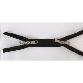 Reissverschluss 10 mm Spirale  2-Wege Doppelschieber teilbar X-Form 250 cm schwarz 580